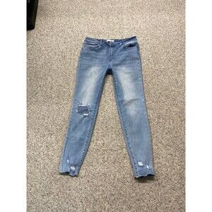 31 Buckle Vervet High-Rise Skinny Distressed Raw Hem Light Wash